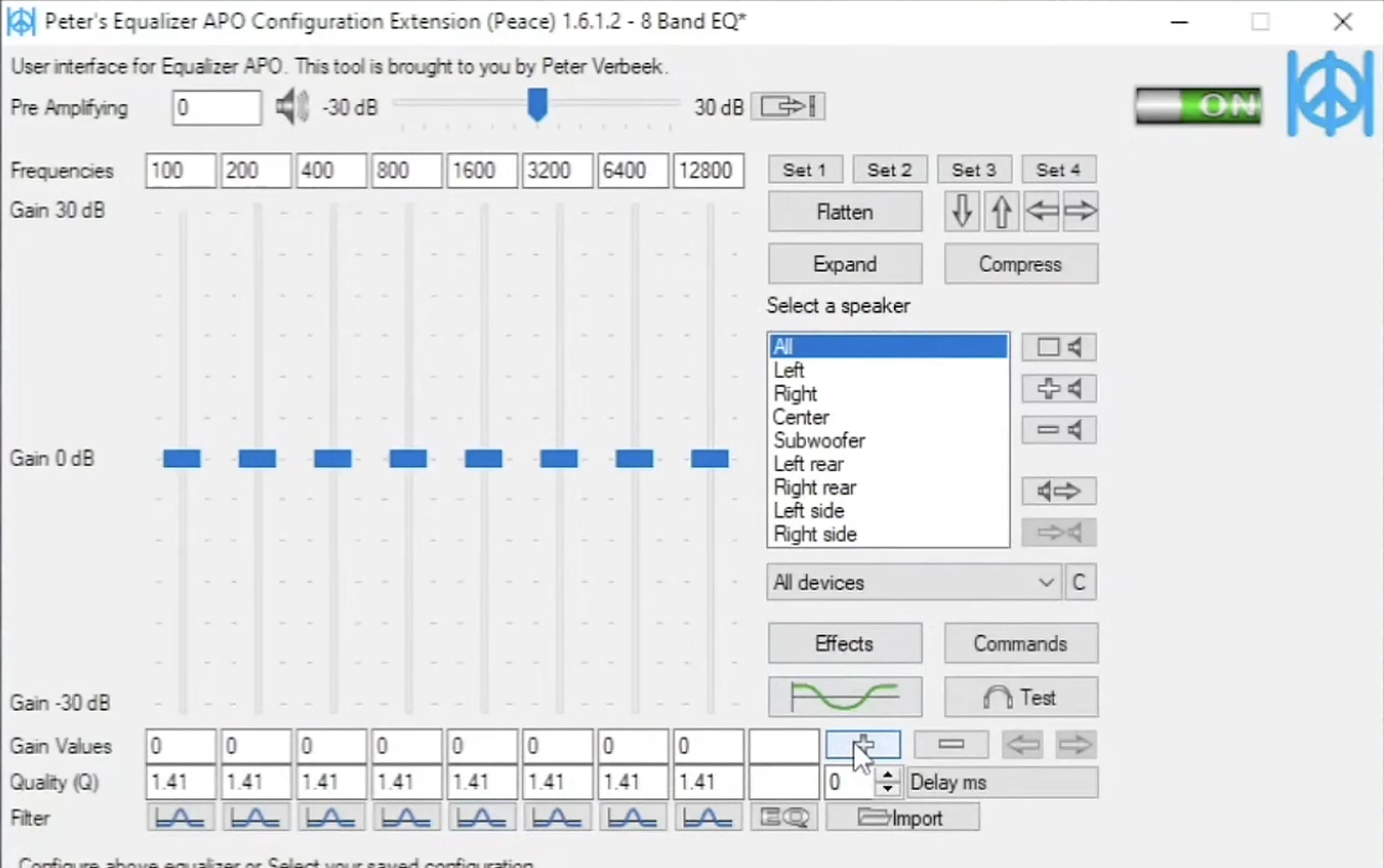 Add and disable sliders in Peace Equalizer