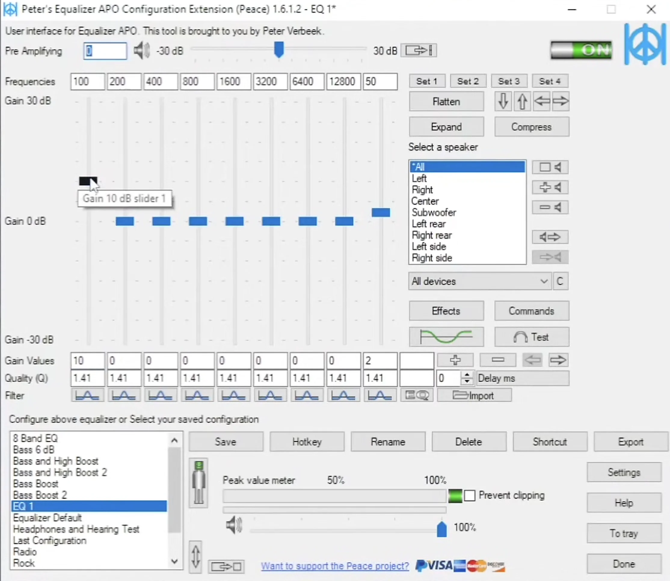 Adjust the Pre-Amp slider to negative offset gain to avoid clipping