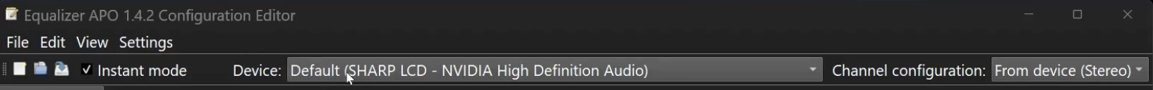 Click the Device dropdown inside Configuration Editor