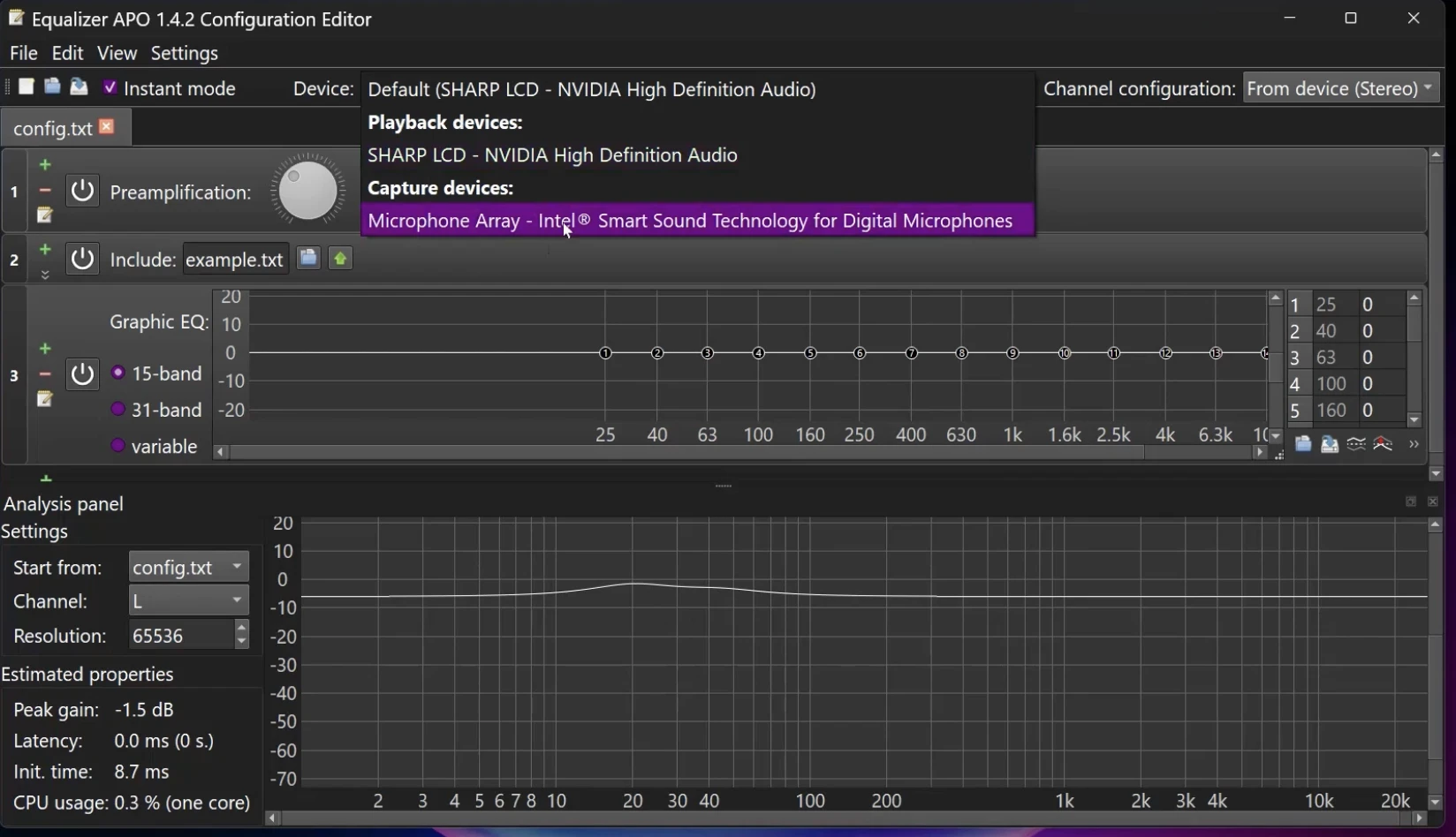 Select specific playback speaker and capture microphone inside the editor