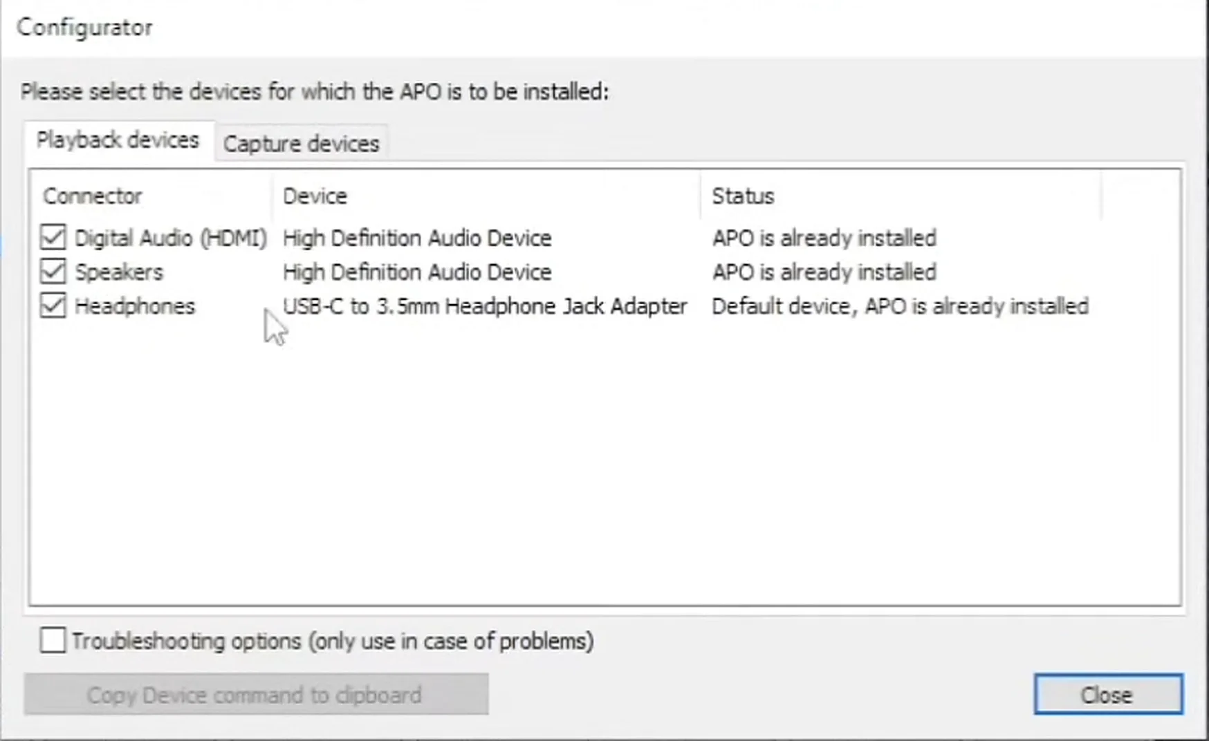 Verify status APO is already installed